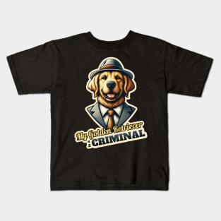 Criminal golden retriever Kids T-Shirt